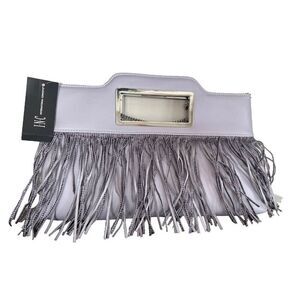Inc. International Concepts Juditth Stud Fringe Clutch Silver Lavender NEW